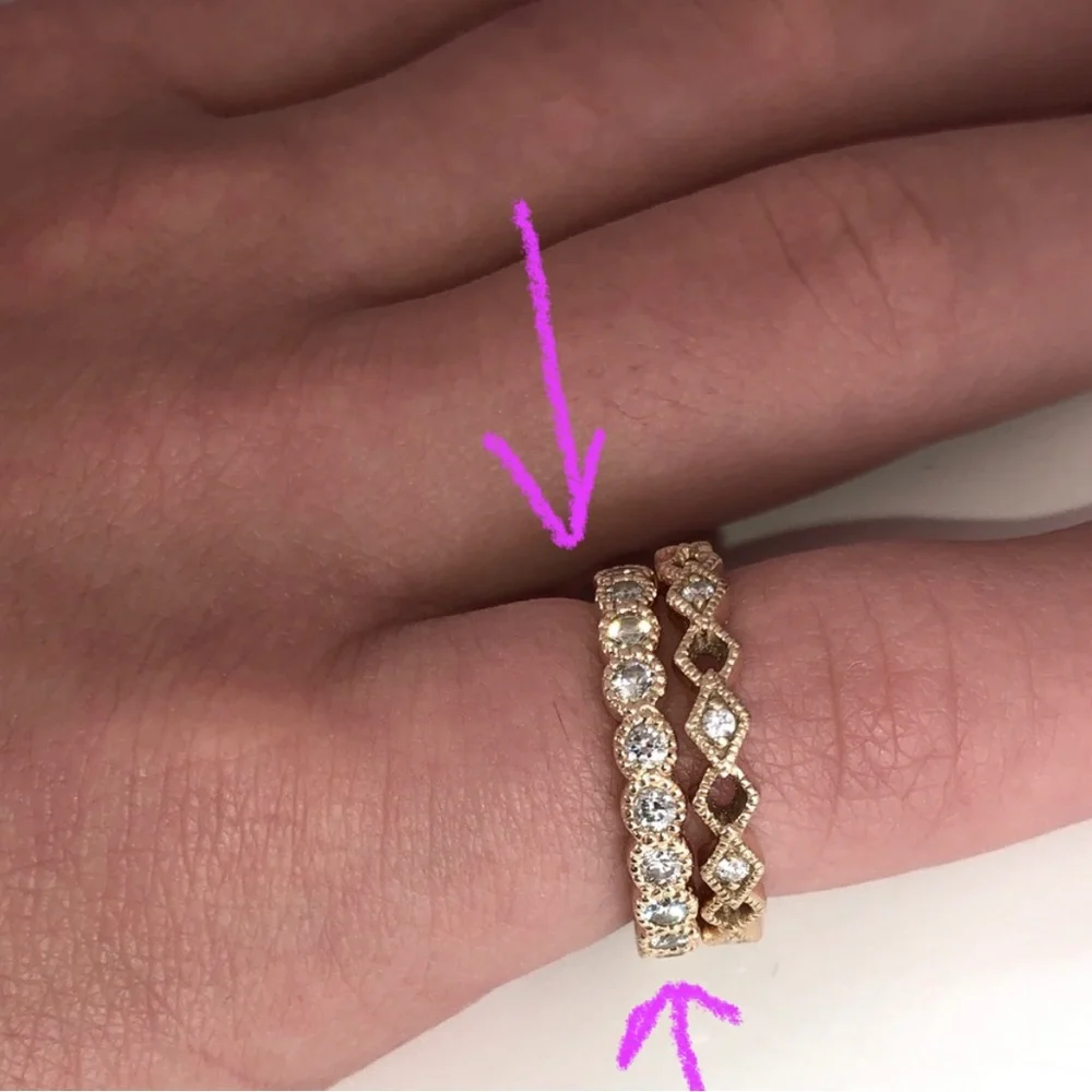 Solid Stamped 14K Yellow Gold Natural Diamond Semi Eternity Round Bead Band Ring